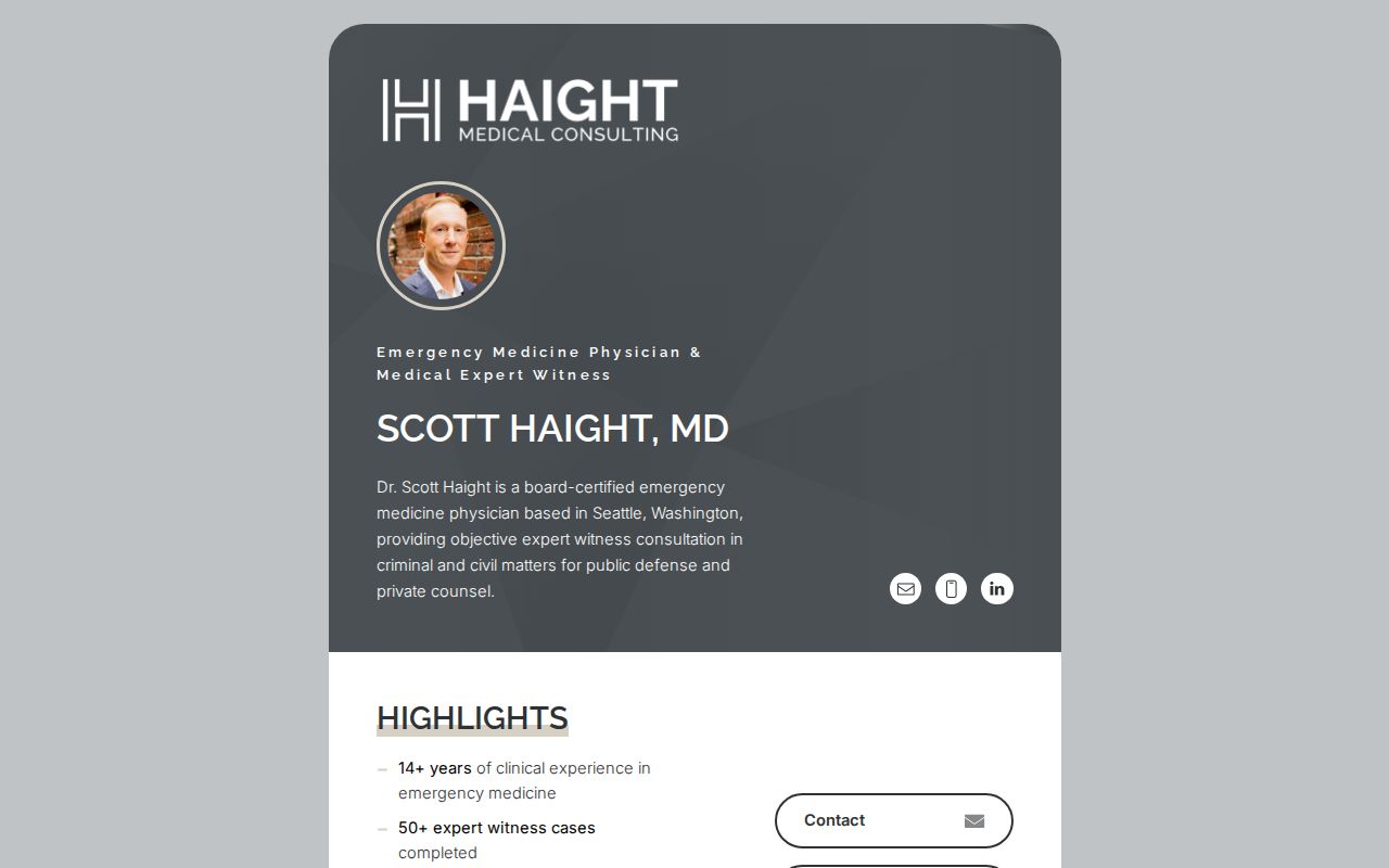 Scott Haight, MD | Medical Expert Witness | Emergency Medicine